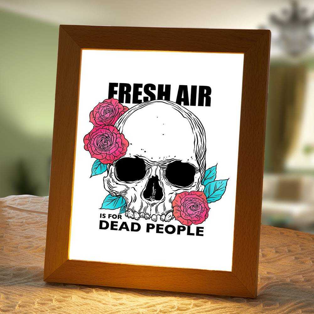 Morbid Podcast Lamp Classic Celebrity Night Light Fresh Air is for Dead People by Morbid Podcast Lamp with Wooden Frame