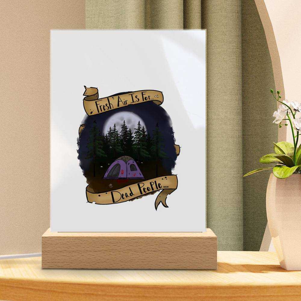 Morbid Podcast Lamp Classic Celebrity Night Light Don't Hike by Morbid Podcast Lamp with Wooden Base