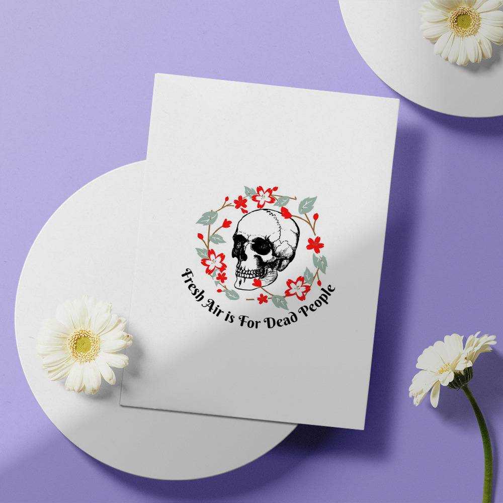 Morbid Podcast Greeting Card Classic Celebrity Greeting Card Fresh Air is for Dead People Circle by Morbid Podcast Greeting Card