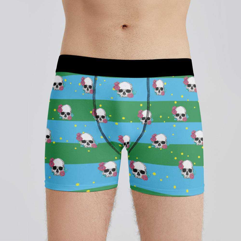 Morbid Podcast Boxers Custom Photo Boxers Men's Underwear Striped Printed Boxers Blue
