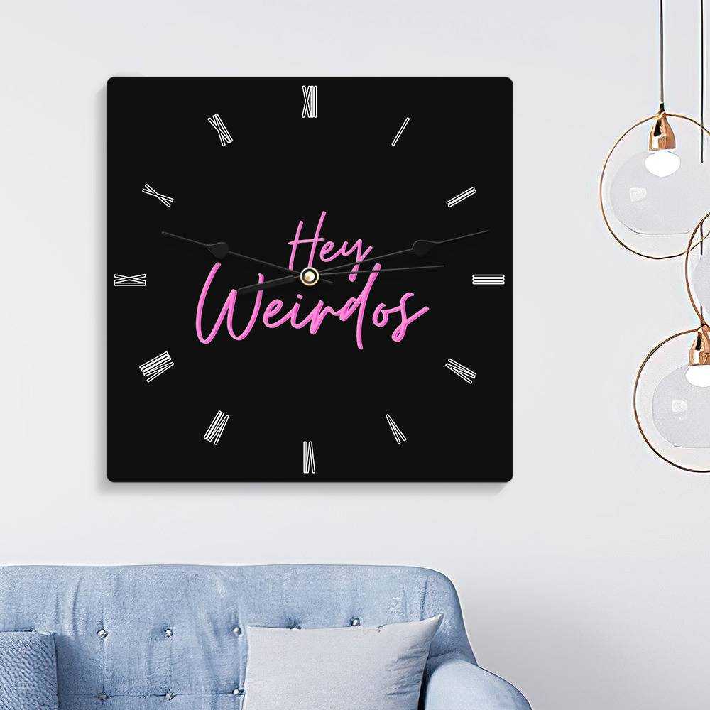 Morbid Podcast Square Wall Clock Home Decor Wall Clock Gifts for Morbid Podcast Fans Hey Weirdos Wall Clock