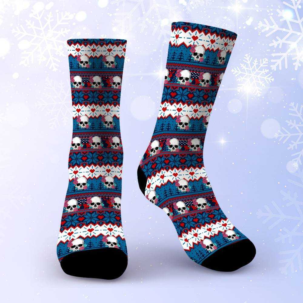 Morbid Podcast Socks Custom Photo Socks Christmas Socks Vintage Stripe Print