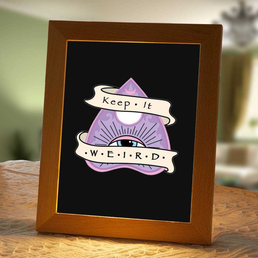Morbid Podcast Lamp Classic Celebrity Night Light Morbid Ouija Planchette by Morbid Podcast Lamp with Wooden Frame