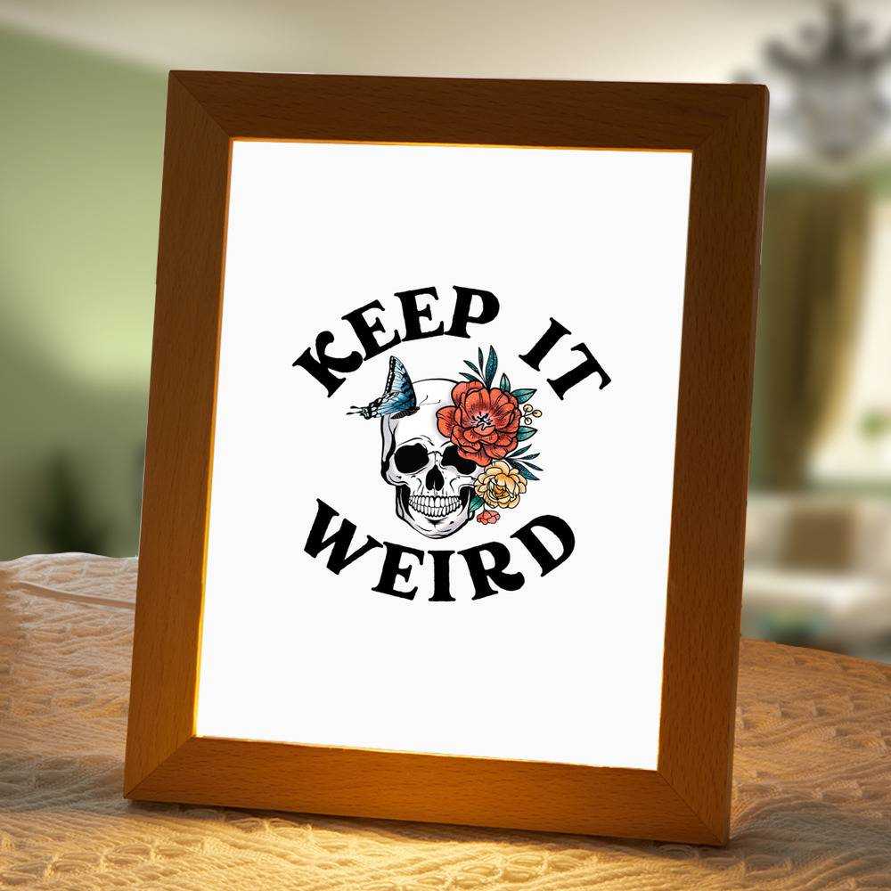 Morbid Podcast Lamp Classic Celebrity Night Light Keep it Weird by Morbid Podcast Lamp with Wooden Frame