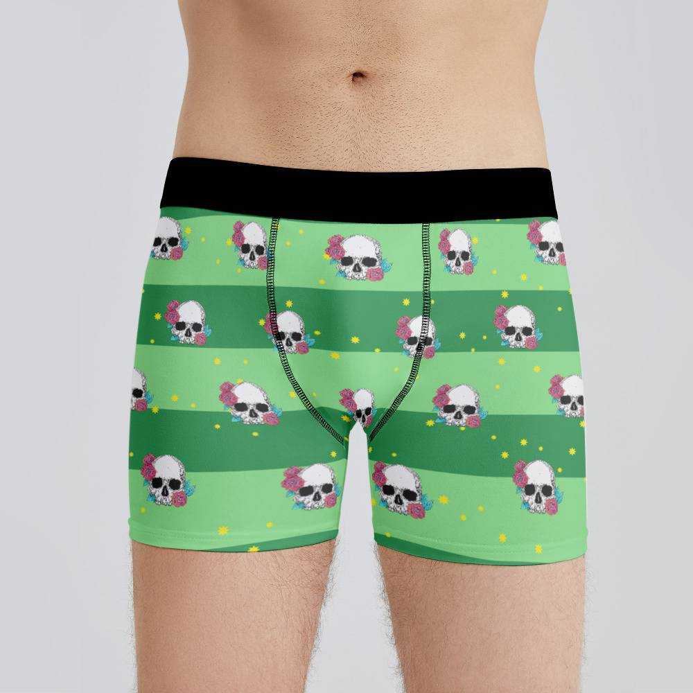 Morbid Podcast Boxers Custom Photo Boxers Men's Underwear Striped Printed Boxers Green