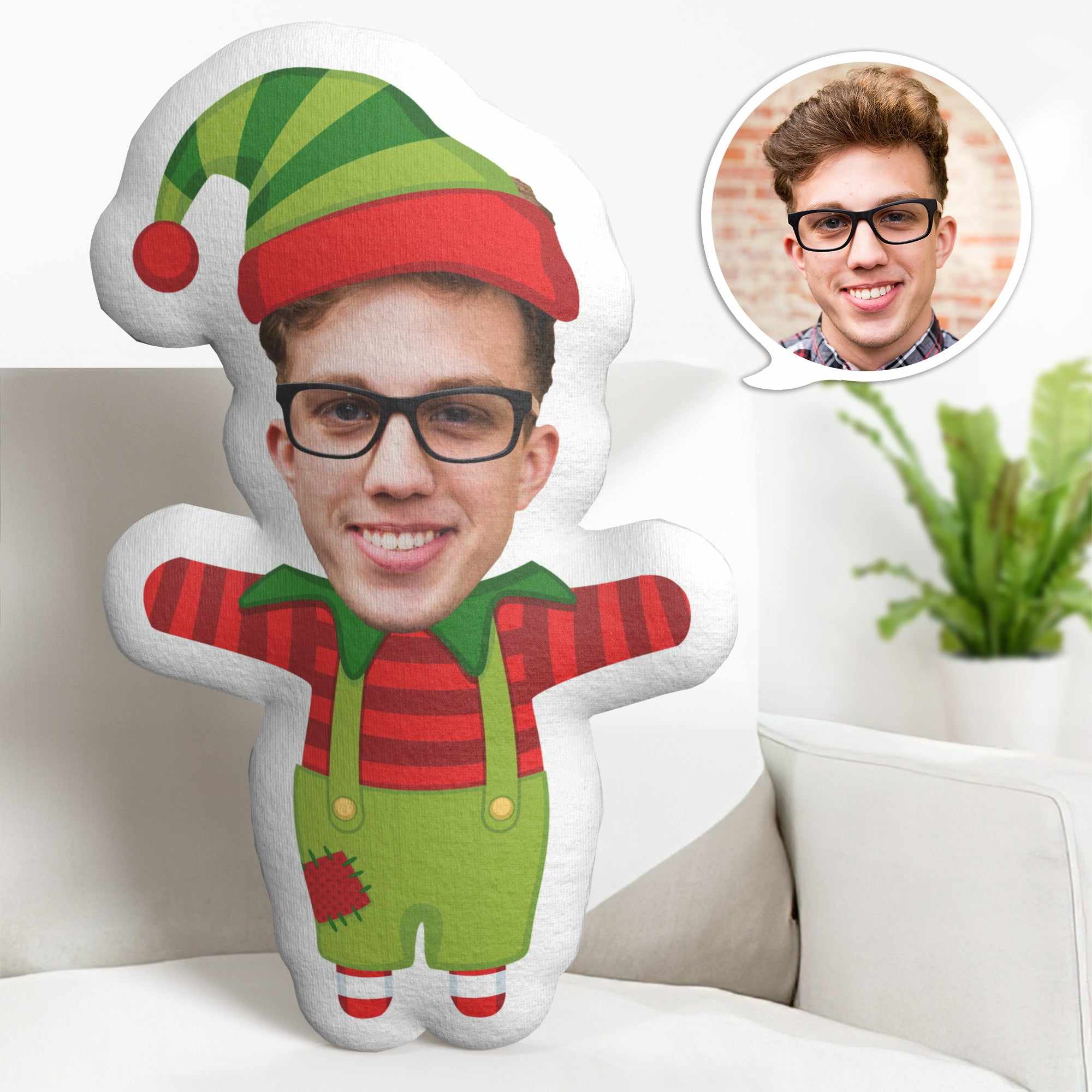 Christmas Gifts Custom Face Minime Throw Pillow Personalized Christmas Elf Pillow Gifts