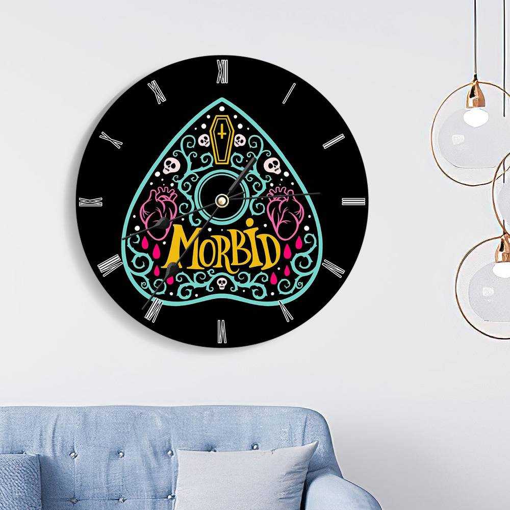 Morbid Podcast Round Wall Clock Home Decor Wall Clock Gifts for Morbid Podcast Fans Ouija Planchette Wall Clock