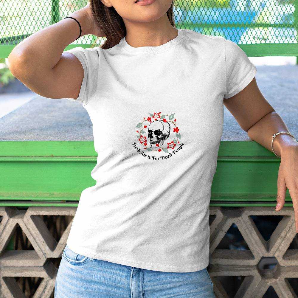 Morbid Podcast T-shirt Fresh Air is for Dead People Circle T-shirt