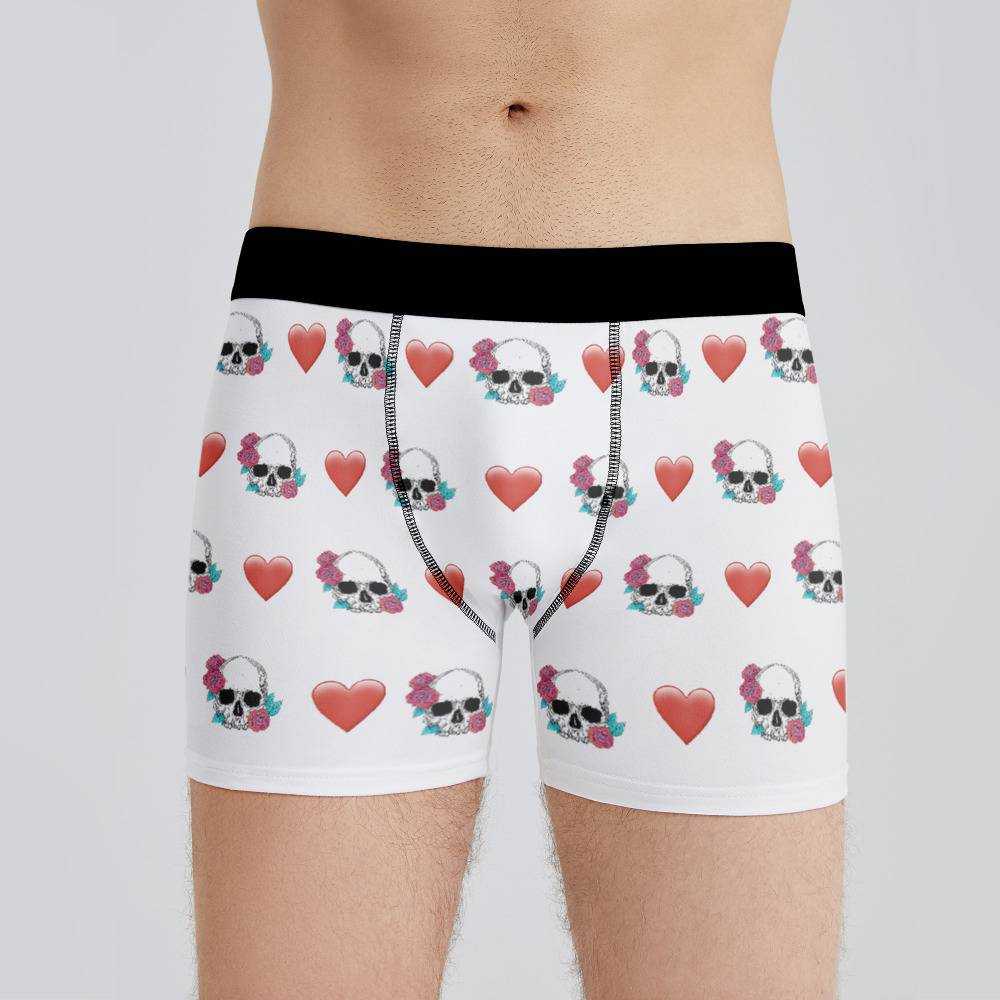 Morbid Podcast Boxers Custom Photo Boxers Men's Underwear Heart Boxers White