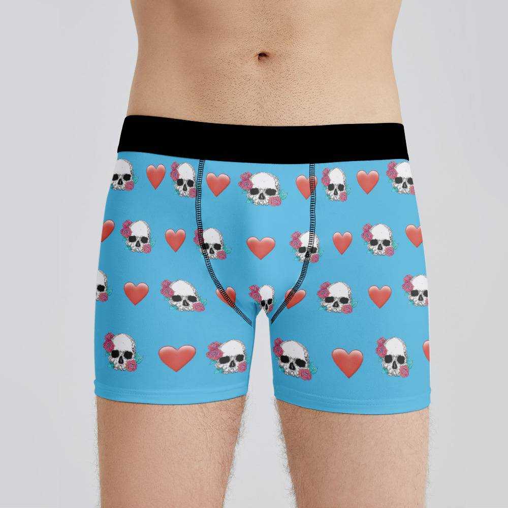 Morbid Podcast Boxers Custom Photo Boxers Men's Underwear Heart Boxers Blue