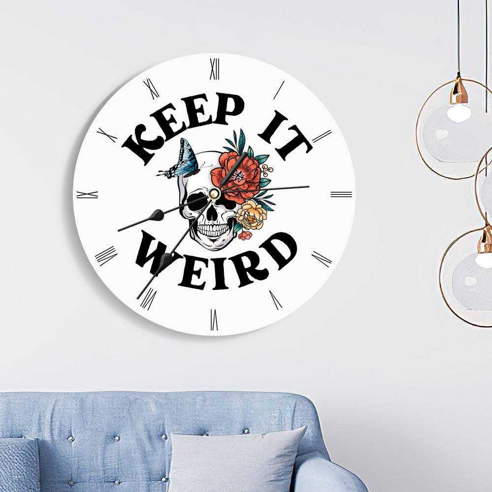 Morbid Podcast Round Wall Clock Home Decor Wall Clock Gifts for Morbid Podcast Fans Keep it Weird Wall Clock