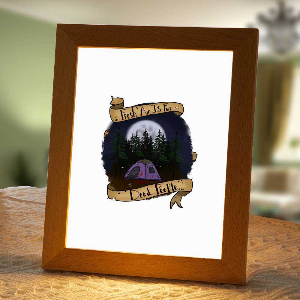 Morbid Podcast Lamp Classic Celebrity Night Light Don't Hike by Morbid Podcast Lamp with Wooden Frame