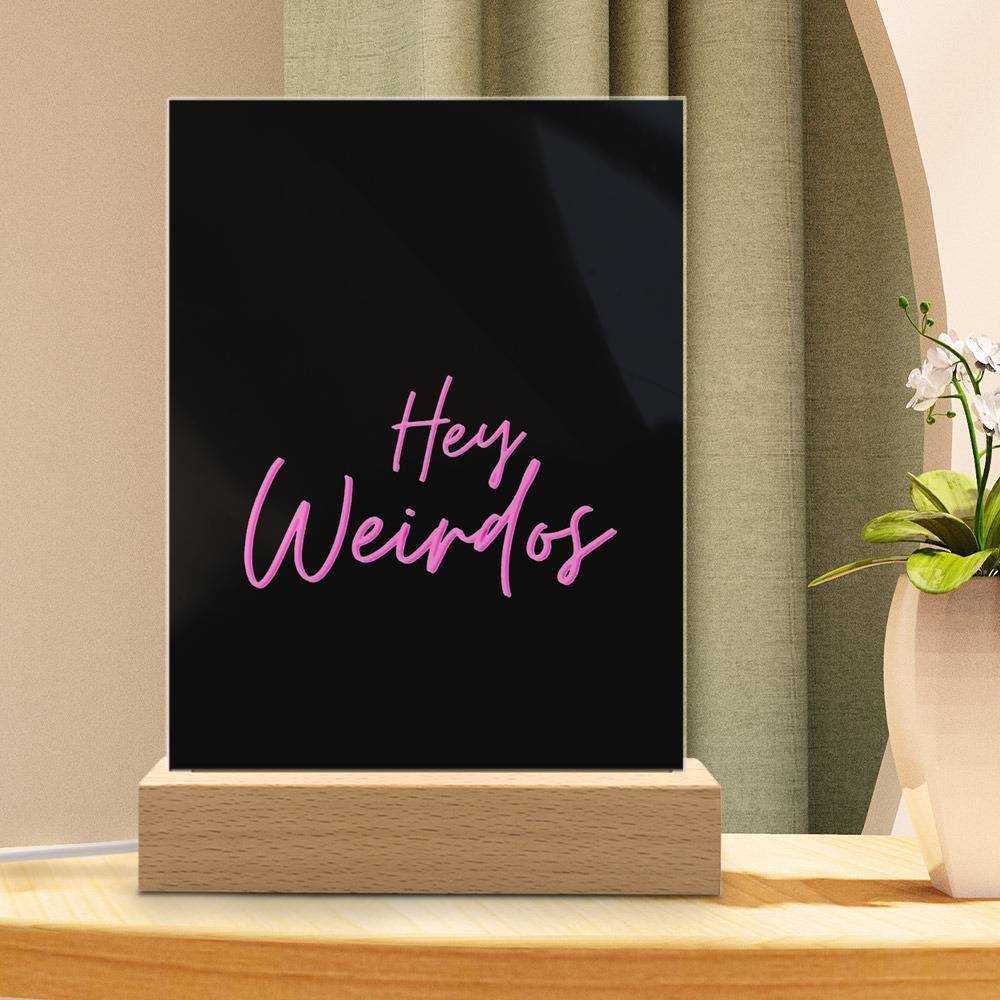 Morbid Podcast Lamp Classic Celebrity Night Light Hey Weirdos by Morbid Podcast Lamp with Wooden Base