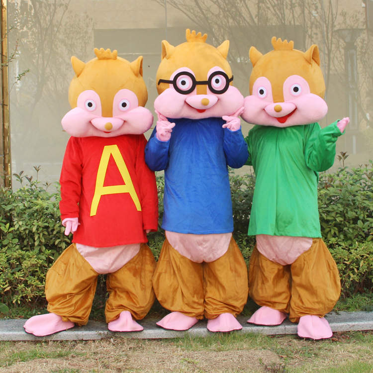 Alvin and the Chipmunks Costume, New Alvin and The Chipmunks Mascot Costume  Alvin Cosplay Anime Mascot Clothes Theme Origin Department