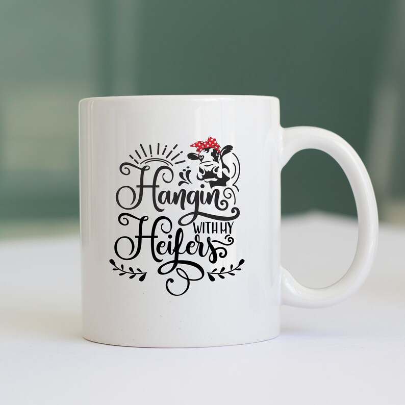 Christmas Highland Cow Svg, Hanging With My Heifers SVG - Cow Shirt SVG - Cow Svg - Black and White#3