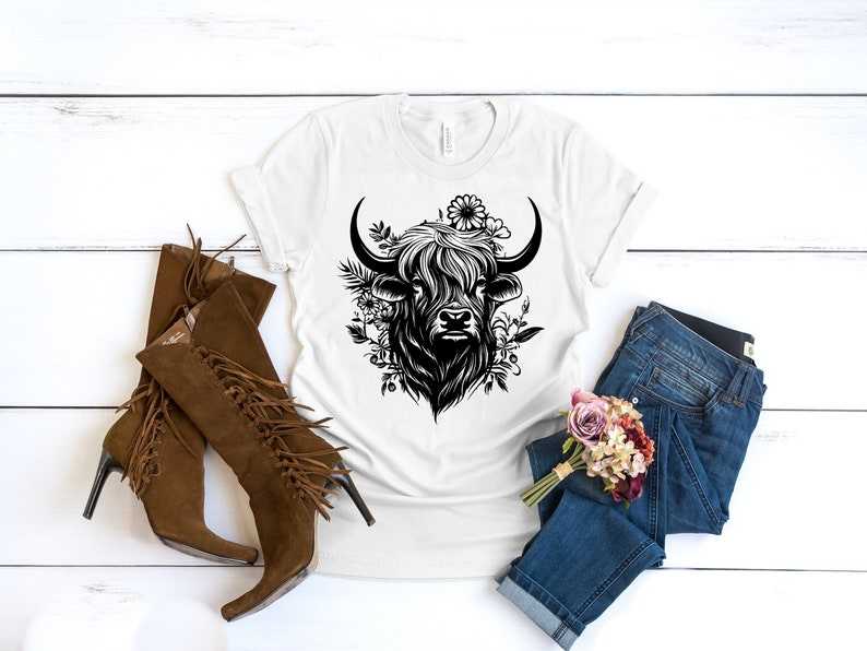 Highland Cow Head Svg, Highland Cow SVG Commercial Use Clip Art - Cow With Flowers Svg PNG - Cow Face Png#2