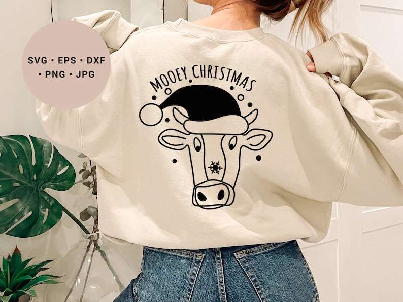Christmas Highland Cow Svg, Christmas Cow Svg - Mooey Christmas Svg - Cow Svg - Christmas Cow Png - Cowboy Christmas Svg#5