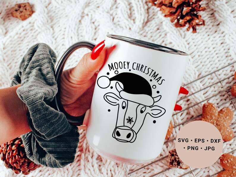 Christmas Highland Cow Svg, Christmas Cow Svg - Mooey Christmas Svg - Cow Svg - Christmas Cow Png - Cowboy Christmas Svg#2