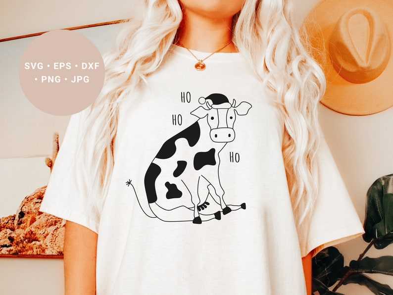 Christmas Highland Cow Svg, Christmas Cow Svg - Cow Svg - Santa Hat Svg - Christmas Cow Png - Ho Ho Ho Svg 