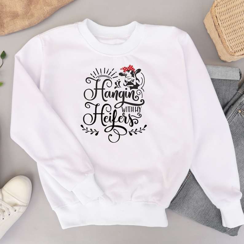 Christmas Highland Cow Svg, Hanging With My Heifers SVG - Cow Shirt SVG - Cow Svg - Black and White#6