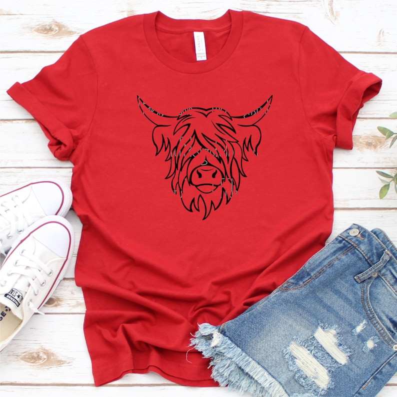 Highland Cow Head Svg, Patriotic Highland Cow SVG - Funny 4th of July SVG - Usa Flag Bandana Sunglasses#3