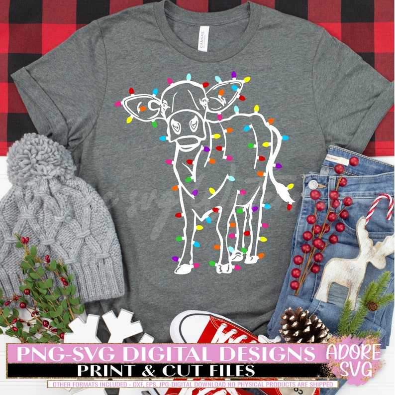 Christmas Highland Cow Svg, Christmas Highland Cow svg Sublimation Png - Christmas svg - Christmas Lights svg #7