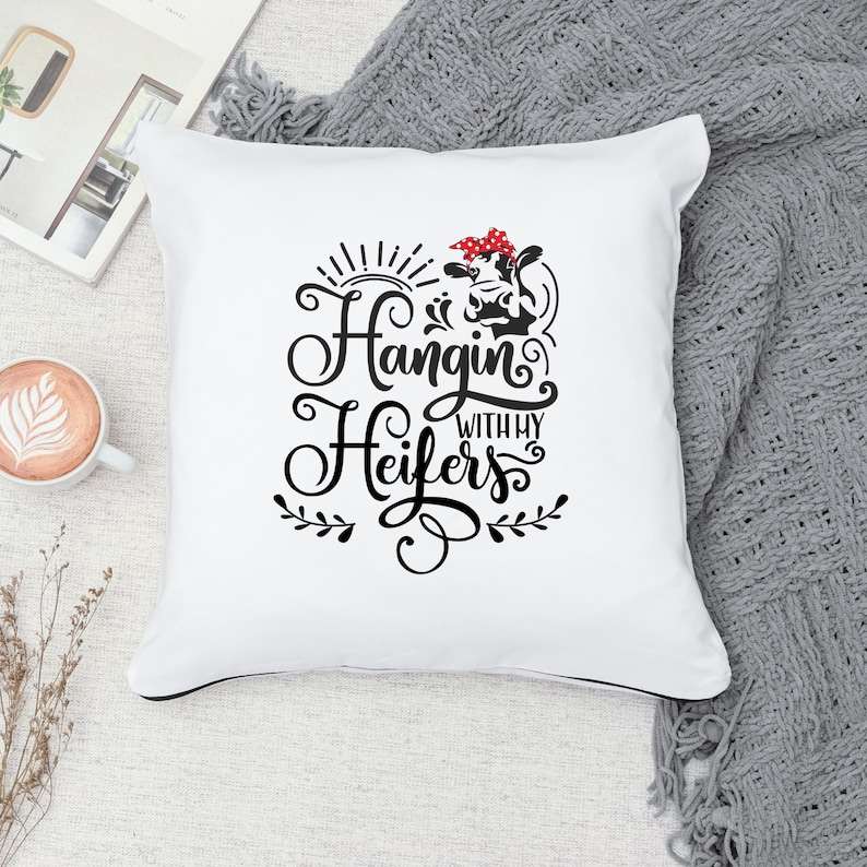 Christmas Highland Cow Svg, Hanging With My Heifers SVG - Cow Shirt SVG - Cow Svg - Black and White#5