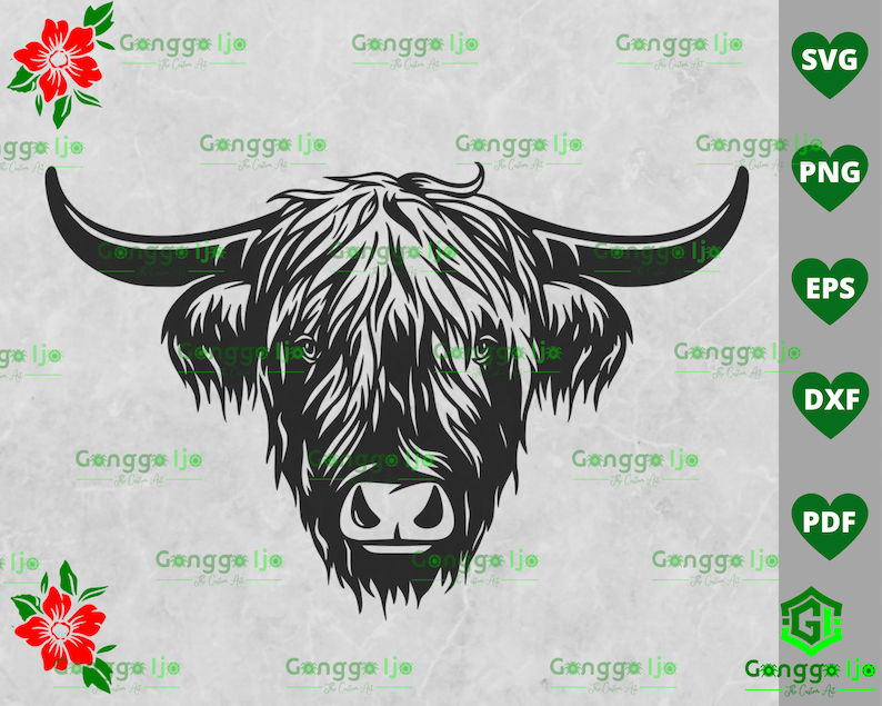 Highland Cow Head Svg, Highland cow svg Bundle - Highland Cow clipart - Highland Heifer SVG#5