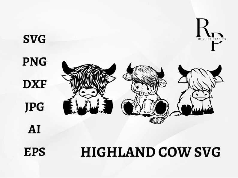 Silhouette Highland Cow Svg, Highland Cow Svg| Cute Cow Svg| Cow Svg| Cow Head Svg| Highland Cow Cut File 