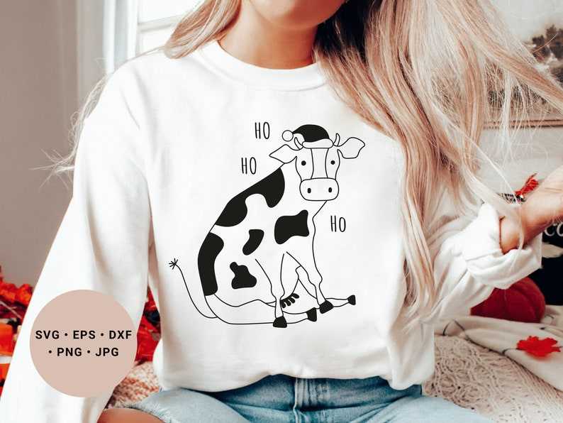 Christmas Highland Cow Svg, Christmas Cow Svg - Cow Svg - Santa Hat Svg - Christmas Cow Png - Ho Ho Ho Svg#5