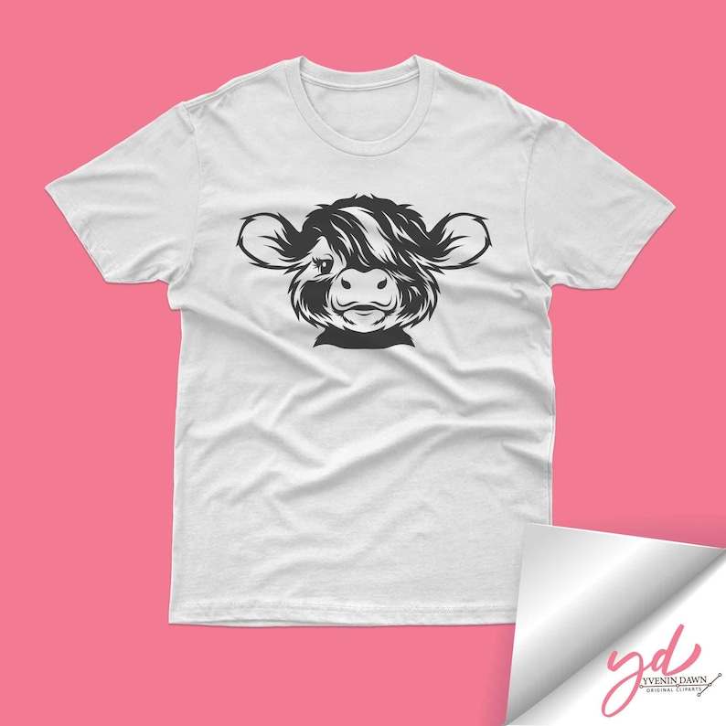 Highland Cow Head Svg, Cute Floral Highland Cow Svg Png | Cute Highland Cow Face Svg | Baby Highland Cow Svg#3