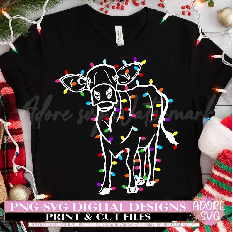 Christmas Highland Cow Svg, Christmas Highland Cow svg Sublimation Png - Christmas svg - Christmas Lights svg #6