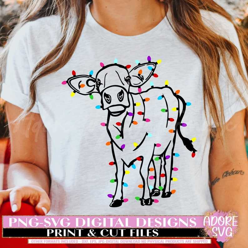 Christmas Highland Cow Svg, Christmas Highland Cow svg Sublimation Png - Christmas svg - Christmas Lights svg #8