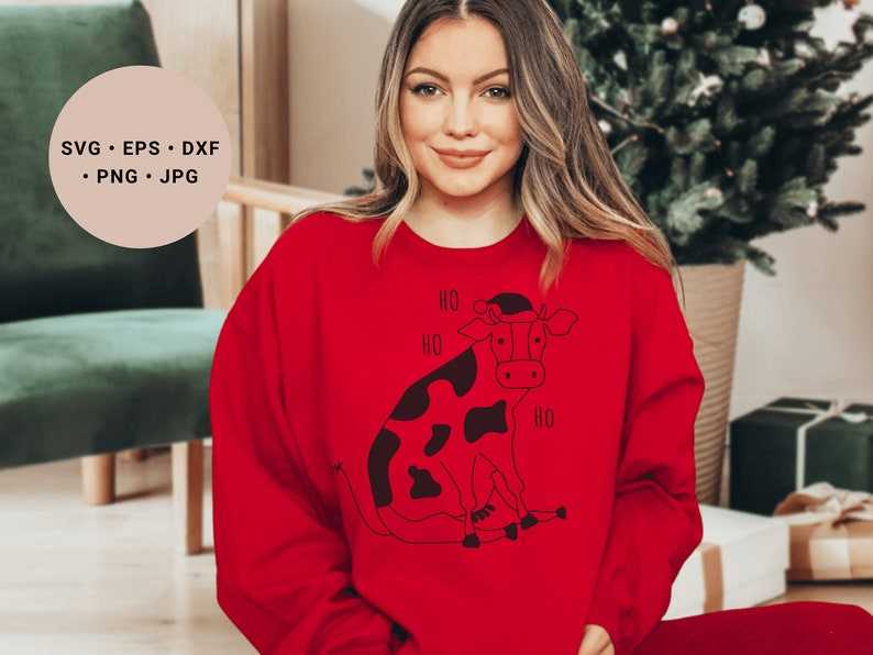 Christmas Highland Cow Svg, Christmas Cow Svg - Cow Svg - Santa Hat Svg - Christmas Cow Png - Ho Ho Ho Svg#6