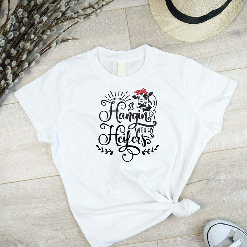 Christmas Highland Cow Svg, Hanging With My Heifers SVG - Cow Shirt SVG - Cow Svg - Black and White