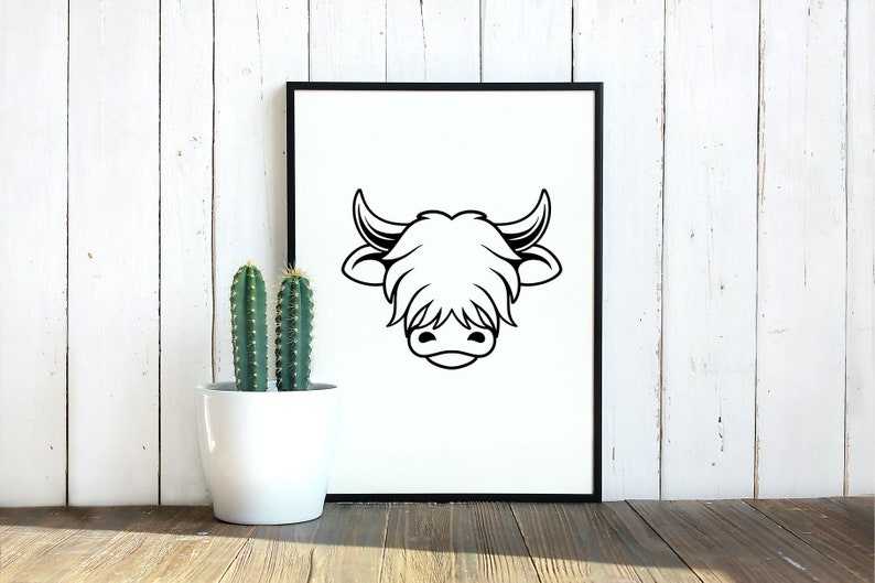 Highland Cow Head Svg, Highland Cow Svg - Highland cow Head svg - Highland cow SVG PNG DXF Eps file#6