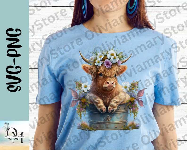 Highland Cow Png - Bloom Cow Svg - Highland Cow Clip Art - Digital Download#2