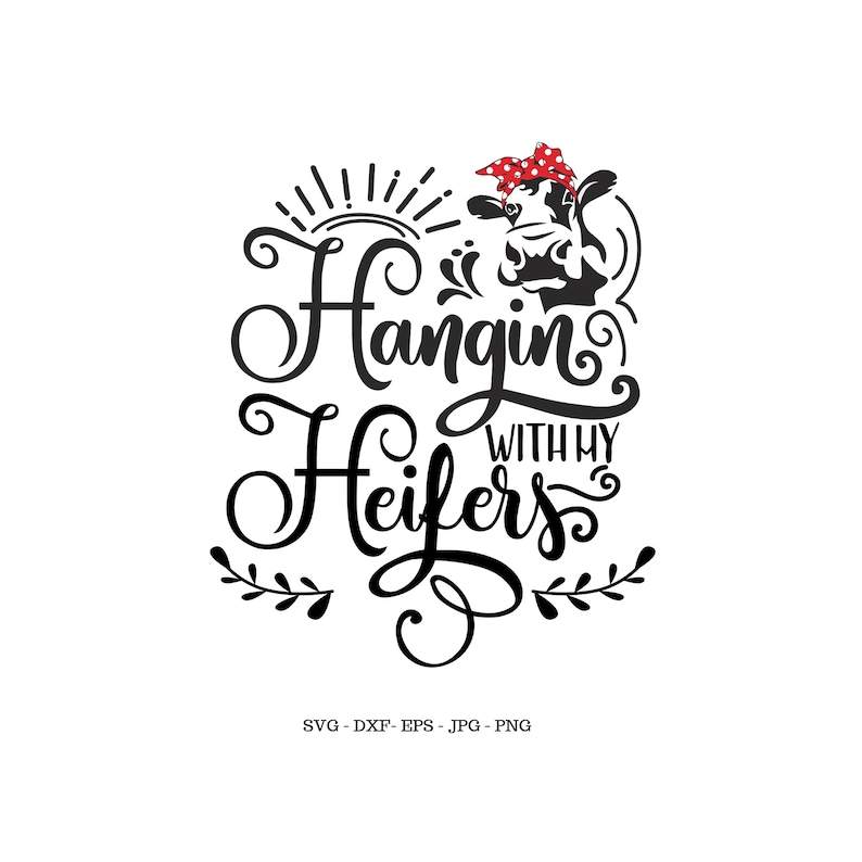 Christmas Highland Cow Svg, Hanging With My Heifers SVG - Cow Shirt SVG - Cow Svg - Black and White 