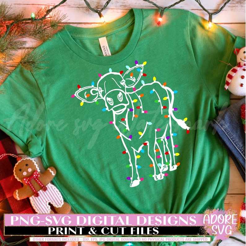 Christmas Highland Cow Svg, Christmas Highland Cow svg Sublimation Png - Christmas svg - Christmas Lights svg #4