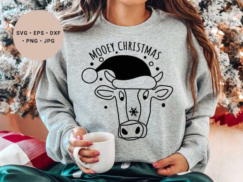 Christmas Highland Cow Svg, Christmas Cow Svg - Mooey Christmas Svg - Cow Svg - Christmas Cow Png - Cowboy Christmas Svg#1