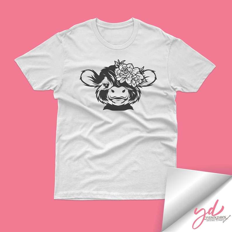 Highland Cow Head Svg, Cute Floral Highland Cow Svg Png | Cute Highland Cow Face Svg | Baby Highland Cow Svg#2