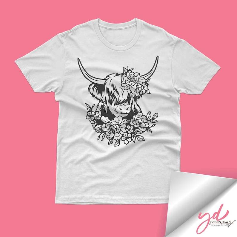 Highland Cow Head Svg, Floral Highland Cow Svg Png | Cute Highland Cow Svg | Cow Svg | Cow Face Svg | Highland Cow with Florals Svg#2
