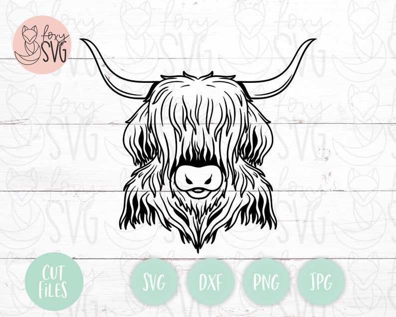 Highland Cow Head Svg, Highland Cow svg - Highland Heifer svg - Cow with Flower Crown SVG - Cow cut file 