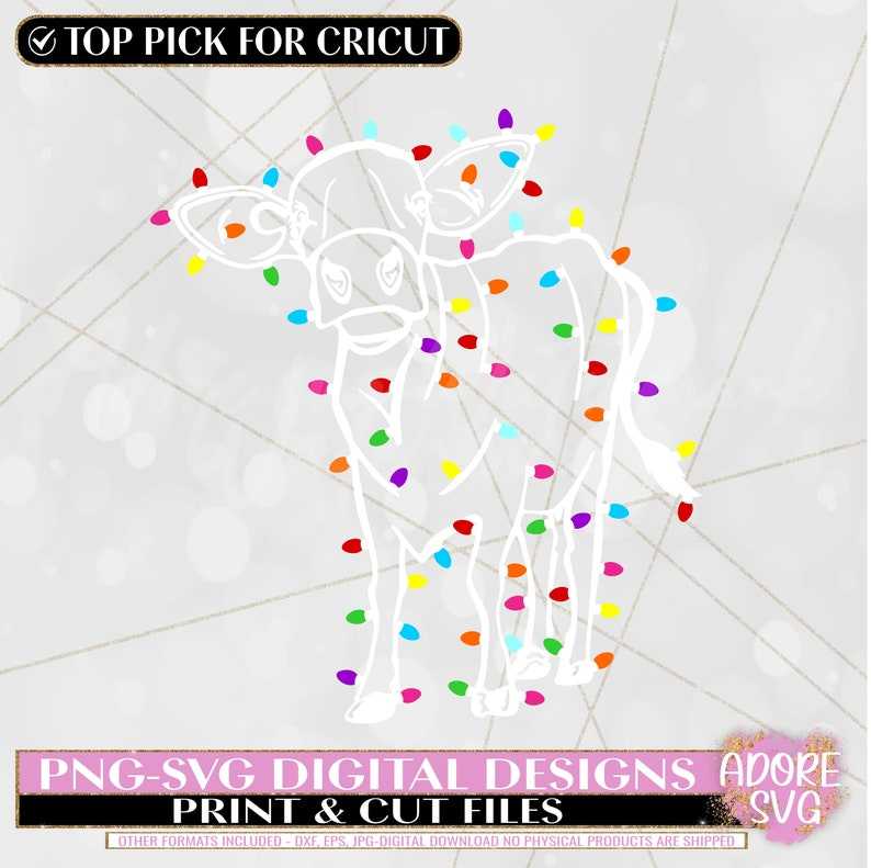 Christmas Highland Cow Svg, Christmas Highland Cow svg Sublimation Png - Christmas svg - Christmas Lights svg #9