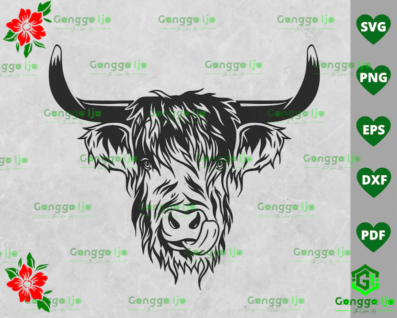 Highland Cow Head Svg, Highland cow svg Bundle - Highland Cow clipart ...