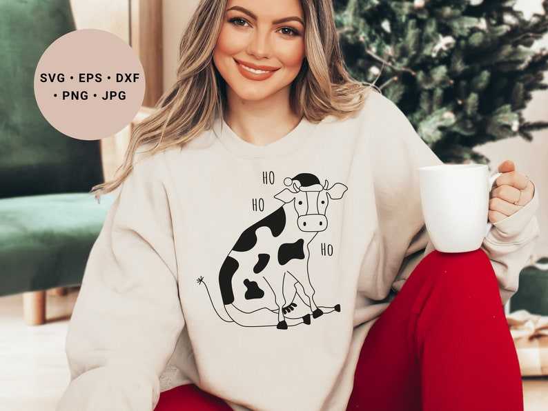 Christmas Highland Cow Svg, Christmas Cow Svg - Cow Svg - Santa Hat Svg - Christmas Cow Png - Ho Ho Ho Svg#4