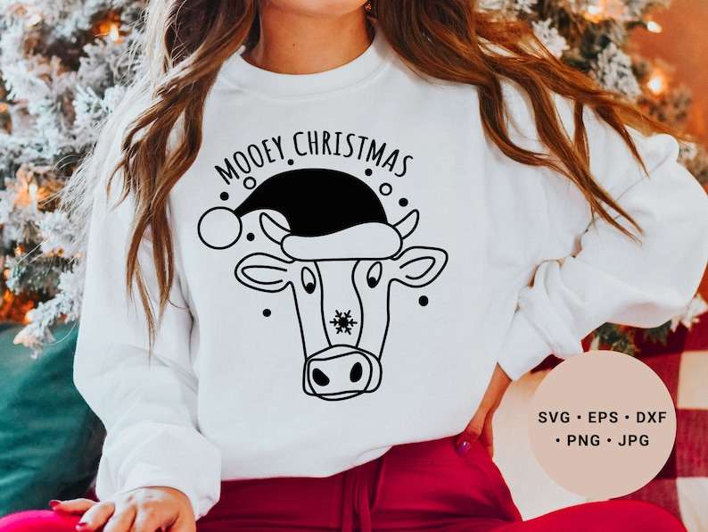 Christmas Highland Cow Svg, Christmas Cow Svg - Mooey Christmas Svg - Cow Svg - Christmas Cow Png - Cowboy Christmas Svg#3