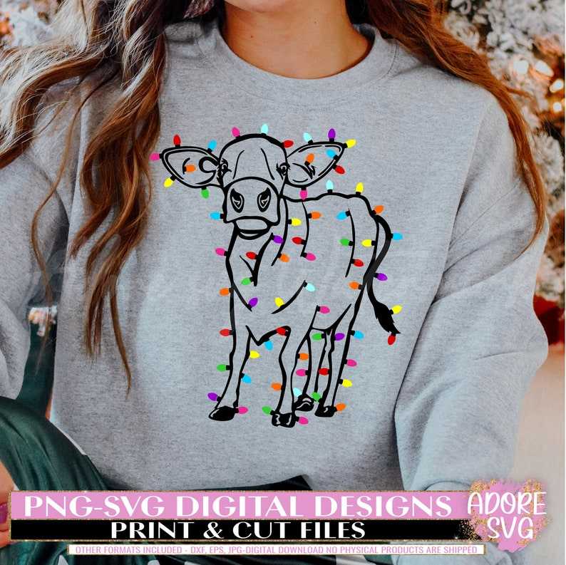 Christmas Highland Cow Svg, Christmas Highland Cow svg Sublimation Png - Christmas svg - Christmas Lights svg #5