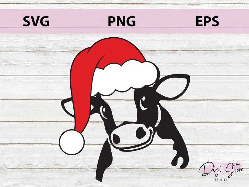 Christmas Highland Cow Svg, Christmas Cow Svg | Cow With Christmas Hat Svg | Cow Svg File for Cricut | Christmas Cow Face Svg 