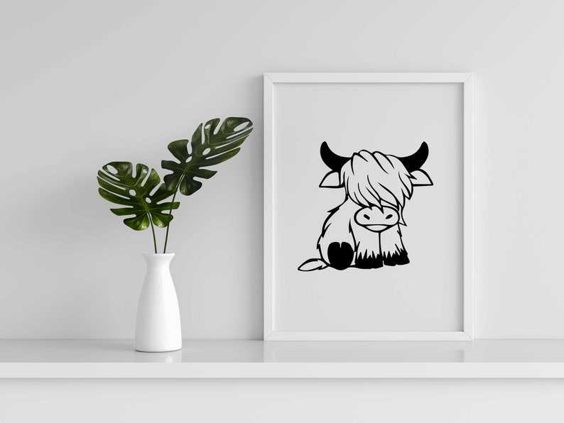 Silhouette Highland Cow Svg, Highland Cow Svg| Cute Cow Svg| Cow Svg| Cow Head Svg| Highland Cow Cut File#5